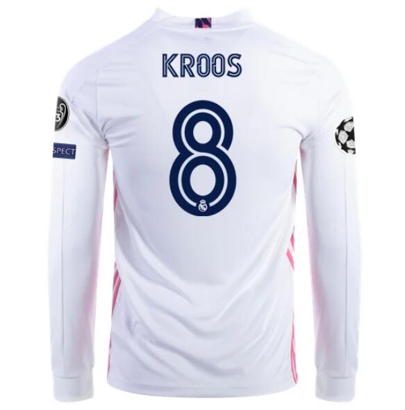 Real Madrid Long Sleeve Home Kit Soccer Jersey TONI KROOS #8 2020/21